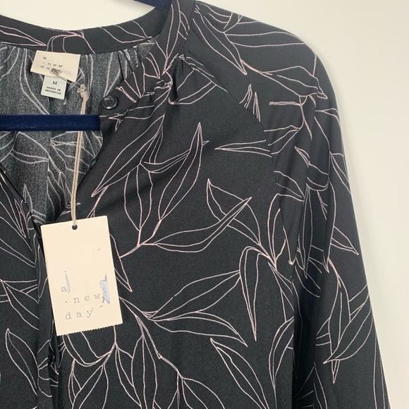 A new day black pink floral midi dress size M - Picture 3 of 8